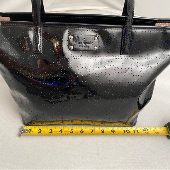 Kate Spade black perforated design patent leather Harmony Metro Tote - Picture 5 of 14